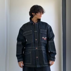 Men's Avirex Raw Black Casual Denim Jacket